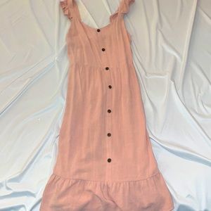 pink linen midi dress ✨